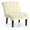 Armless Accent Chair Upholstered Tufted Lounge Chair Wood Leg